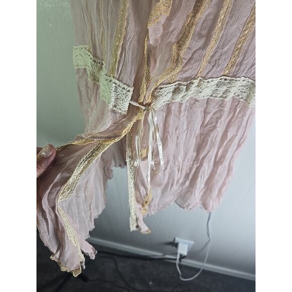 Y2K Pink Lace Babydoll Slip Dress XS Boho Ballet Feminine Coquette Whimsigoth - Picture 11 of 11